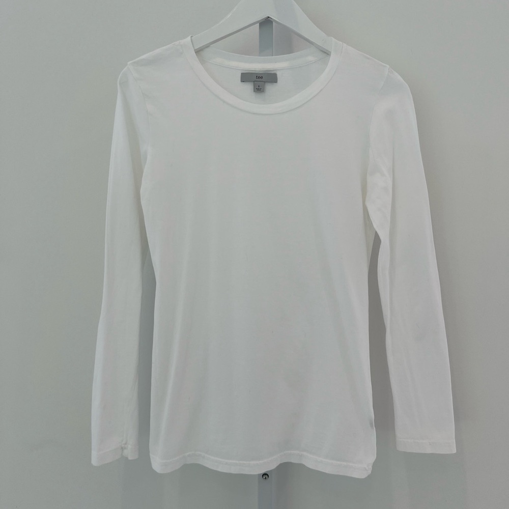 TEE WHITE 100% PIMA COTTON LONG SLEEVE T-SHIRT SIZE S NWTS! #6